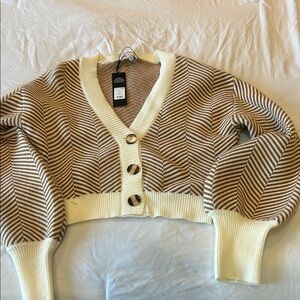 Fashion Nova Chevron Brown and Cream Cardigan